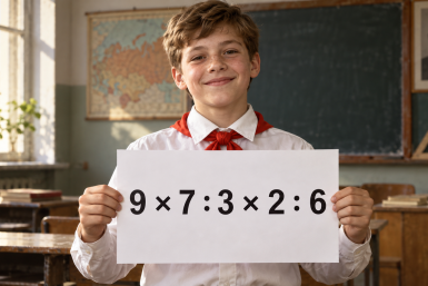 Кто знает таблицу умножения, тот решит сложный пример в уме: 9×7:3×2:6